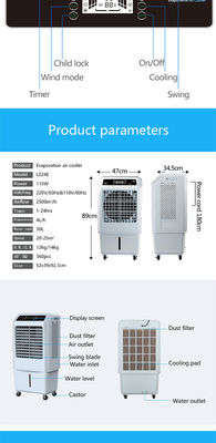 fonction économiseuse d'énergie d'anion de flux d'air du refroidisseur d'air de la minuterie 24H 2500m3/h