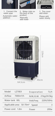 Moteur applicable évaporatif extérieur d'en cuivre de région du climatiseur 70m2 de patio